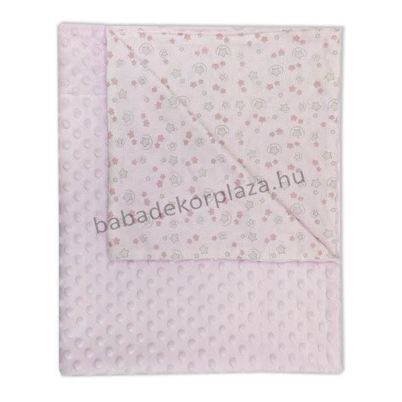 Harmony Baby 70*100 cm-es Minky-pamut kétoldalas babatakaró - rózsaszín csillagos