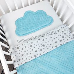   Harmony Baby 2 részes babaágynemű garnitúra - takaró + felhőpárna - Csillagos égbolt - türkizkék