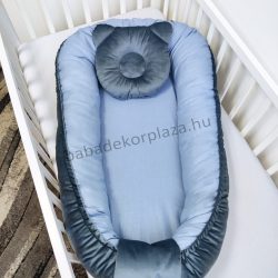   Harmony Baby XL babafészek macipárnával - Acélkék - világoskék