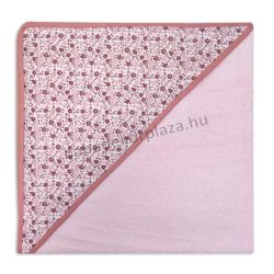   Harmony Baby kapucnis fürdőlepedő 80*80 cm - rózsaszín - mályva virágok
