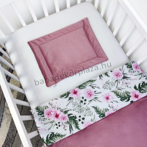 Harmony Baby 2 részes babaágynemű garnitúra - takaró + párna - Mályva bársony - rózsakert
