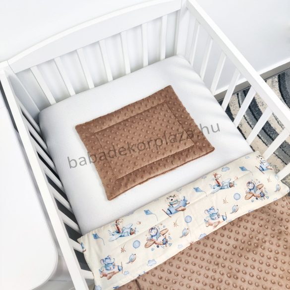 Harmony Baby 2 részes babaágynemű garnitúra - takaró + párna - Csoki - vanília repcsis állatok