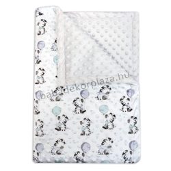   Deluxe Baby 70*90 cm-es mintás Minky bélelt babatakaró - zebrák lufikkal