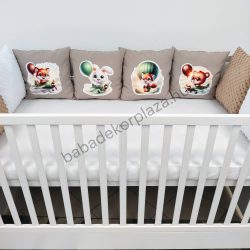   Deluxe Baby óriás mintás párnás rácsvédő 8 db-os - cappuccino - repcsis rókák