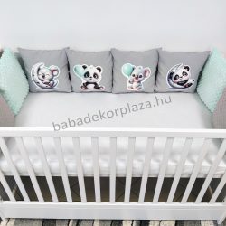   Deluxe Baby óriás mintás párnás rácsvédő 8 db-os - panda és koala menta lufikkal