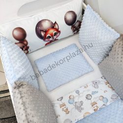   Deluxe Baby 7 részes babaágynemű garnitúra - világoskék - léggömbös állatok