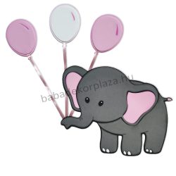   Habszivacs falidekoráció - Lufis elefánt - szürke-rózsaszín