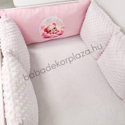   Deluxe Baby óriás mintás párnás rácsvédő 5 db-os - felhőn alvó maci, rózsaszín