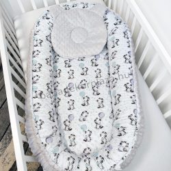   Deluxe Baby többfunkciós babafészek - Minky szürke - zebrák lufikkal