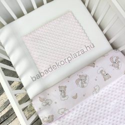   Deluxe Baby 2 részes babaágynemű garnitúra - takaró + párna - Világos rózsaszín - felhőn alvó macikák