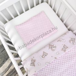   Babaágynemű - 2 részes - rózsaszín - felhőn alvó macikák