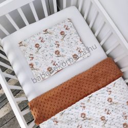   2 részes Minky babaágynemű garnitúra - takaró + párna - terrakotta - oroszlánok