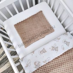   Deluxe Baby 2 részes babaágynemű garnitúra - takaró + párna - Cappuccino - felhőn alvó macikák