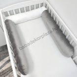 Rácsvédő hengerpárna - 210 cm - homokszürke-fehér bársony