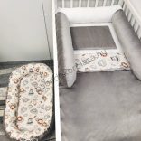 Babaágynemű garnitúra babafészekkel, hengerpárnával - 4 részes - Vidám szafari I. (Limitált széria)