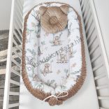 Deluxe Baby többfunkciós babafészek macipárnával - Minky cappuccino - szavanna kölykök