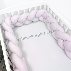   Fonott rácsvédő 70*120-as kiságyban körbeérő - Minky világos rózsaszín