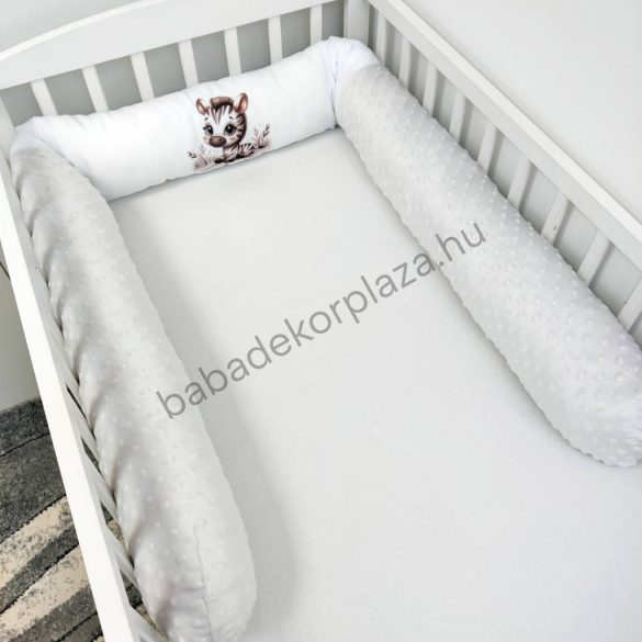 Rácsvédő hengerpárna - 210 cm - szürke - bébi szafari zebra