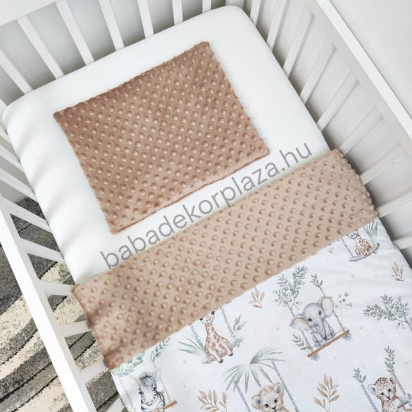 Deluxe Baby 2 részes babaágynemű garnitúra - takaró + párna - cappuccino - szavanna kölykök