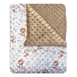   Babatakaró - Minky - bélelt - 70*90 cm - cappuccino oroszlánok