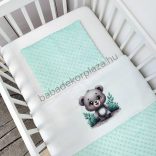 Deluxe Baby 2 részes babaágynemű garnitúra - takaró + párna - menta - maci a tisztáson