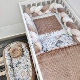 Deluxe Baby babaágynemű garnitúra babafészekkel - 5 részes - cappuccino - bébi szafari III.