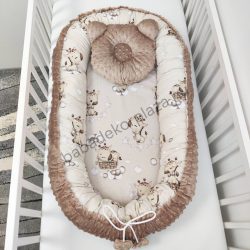   Deluxe Baby többfunkciós babafészek macipárnával - Minky cappuccino - bébi zsiráf