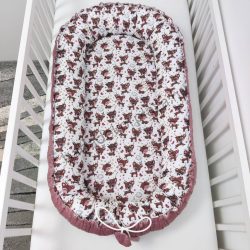   Deluxe Baby többfunkciós babafészek - mályva bársony - őzikék