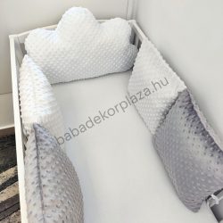   Deluxe Baby Minky párnás rácsvédő felhőpárnával, 5 db-os - tricolor (fehér - szürke - grafitszürke)