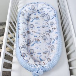   Deluxe Baby többfunkciós babafészek - Minky világoskék - hőlégballonok