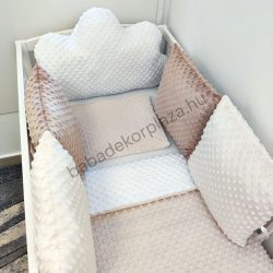   Deluxe Baby babaágynemű garnitúra felhőpárnás rácsvédővel - fehér - mogyoró - cappuccino