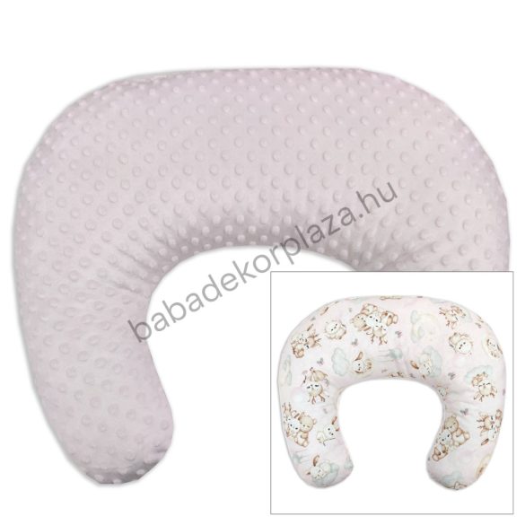 Deluxe Baby Comfort kétoldalas szoptatós párna - világos rózsaszín - bébi erdei állatok