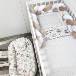   Deluxe Baby babaágynemű garnitúra babafészekkel - 5 részes - szürke - vidám szafari