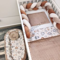   Deluxe Baby babaágynemű garnitúra babafészekkel - 5 részes - cappuccino - vidám szafari II.