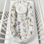 Deluxe Baby többfunkciós babafészek macipárnával - Minky mogyoró - szafari kölykök