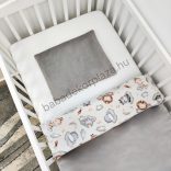 Deluxe Baby 2 részes babaágynemű garnitúra - takaró + párna - Homokszürke bársony - vidám szafari