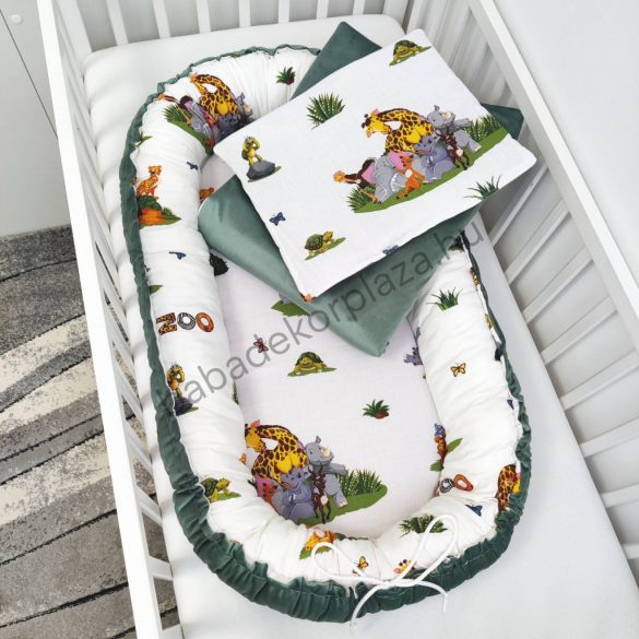 Babaágynemű garnitúra babafészekkel - 3 részes - ZOO (Limitált széria)