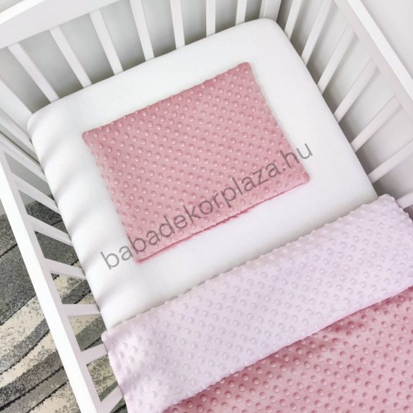 2 részes Minky babaágynemű garnitúra - takaró + párna - mályvarózsa - világos rózsaszín