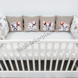   Deluxe Baby óriás mintás párnás rácsvédő 8 db-os - szivárványos-léggömbös elefántok