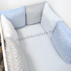   Deluxe Baby Minky párnás rácsvédő 6 db-os - tricolor (világoskék - szürke - fehér)