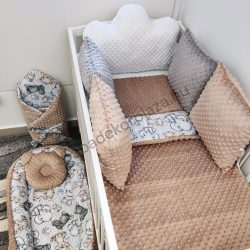   Deluxe Baby "Cloud" 10 részes babaágynemű garnitúra - fehér - cappuccino - grafitszürke - bébi szafari