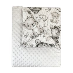   Deluxe Baby 70*90 cm-es bélelt Minky-pamut babatakaró - szürke - bébi szafari