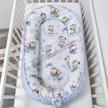 Deluxe Baby többfunkciós babafészek - Minky világoskék - bébi zsiráf