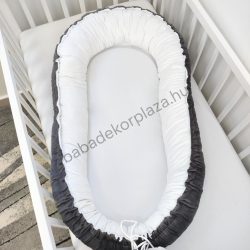   Deluxe Baby többfunkciós bársony babafészek - grafitszürke - fehér