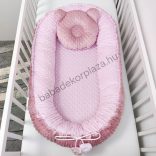 Deluxe Baby többfunkciós babafészek macipárnával - Minky mályvarózsa - világos rózsaszín