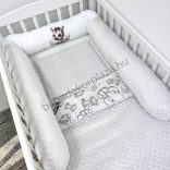 Deluxe Baby babaágynemű garnitúra hengerpárnás rácsvédővel - szürke - bébi szafari zebra
