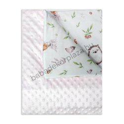   Deluxe Baby 70*90 cm-es bélelt Minky-pamut babatakaró - világos rózsaszín - őzike és barátai