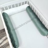 Bársony hengerpárna - 210 cm - zöld - fehér