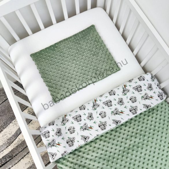 Deluxe Baby 2 részes babaágynemű garnitúra - takaró + párna - sötét zsályazöld - koalák