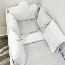  Deluxe Baby babaágynemű garnitúra felhőpárnás rácsvédővel - fehér - szürke